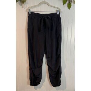 Paskho Black Elastic Waist Tie Pants L Polyester & Elastane Womens Casual Wear
